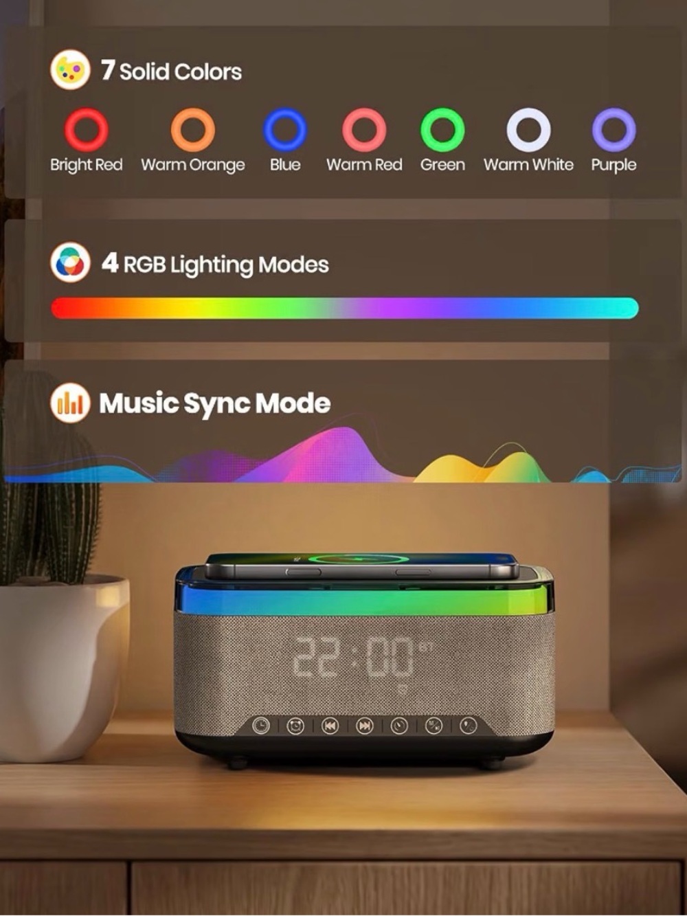 NEW Bluetooth charging alarm clock - Picture 3 of 5